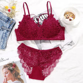 High Quality Sexy Plunge Bra Set - Maroon | Baby Bash