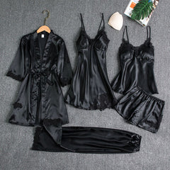 Luxurious Silk Pajama Set | Nightgown Sexy Sleepwear Robe Sets - Baby Bash