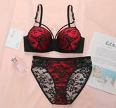 Bra Set - Cute Lace Embroidery Push-Up Lingerie - Baby Bash