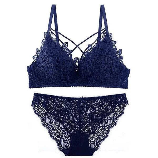 High Quality Sexy Plunge Bra Set - Blue | Baby Bash