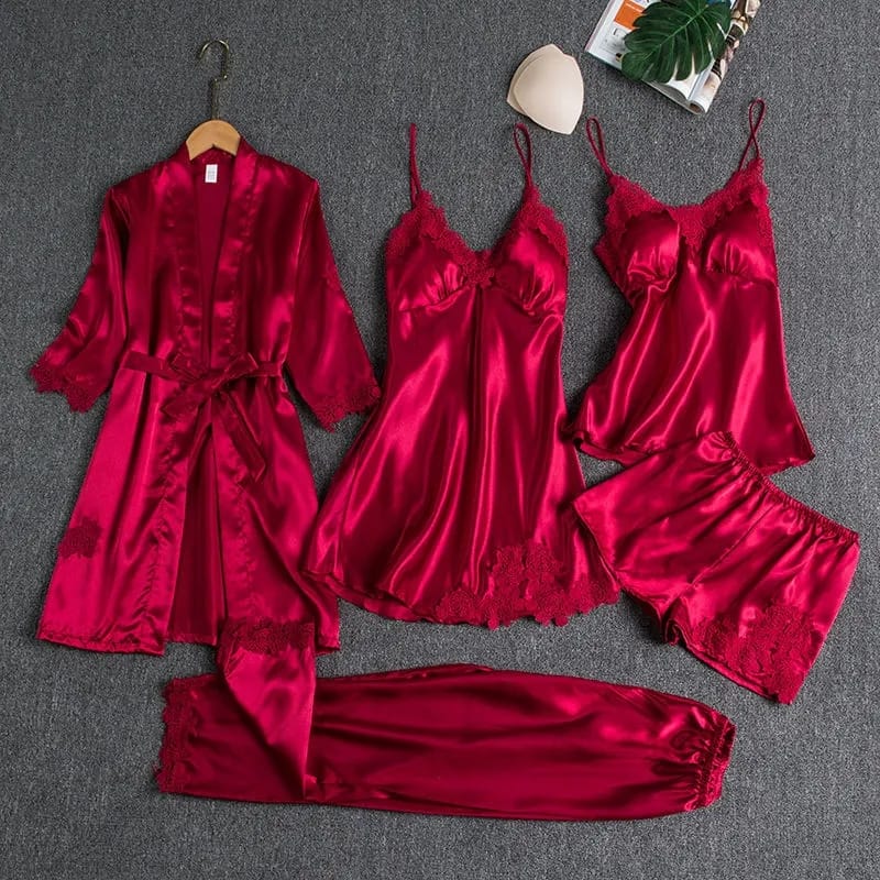 Luxurious Silk Pajama Set | Nightgown Sexy Sleepwear Robe Sets - Baby Bash